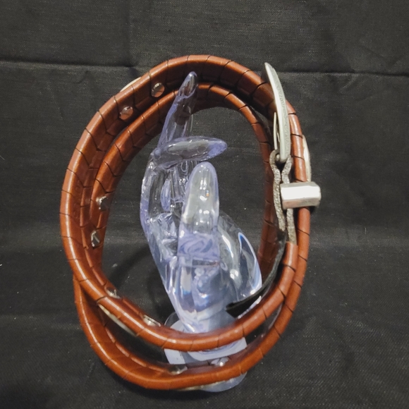 Brighton Leather Embossed Alligator Vintage Metal Buckle Belt Woman Medium - Picture 6 of 10